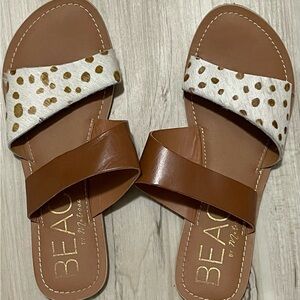 Women's Brown and White Sandals